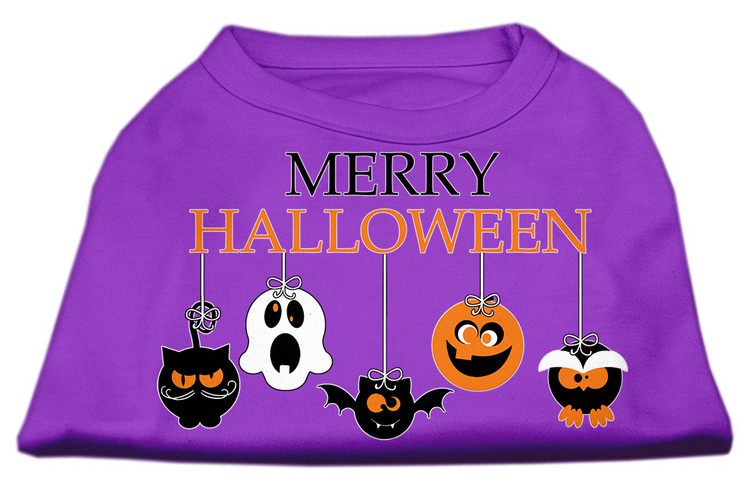 Merry Halloween Screen Print Dog Shirt Purple XS